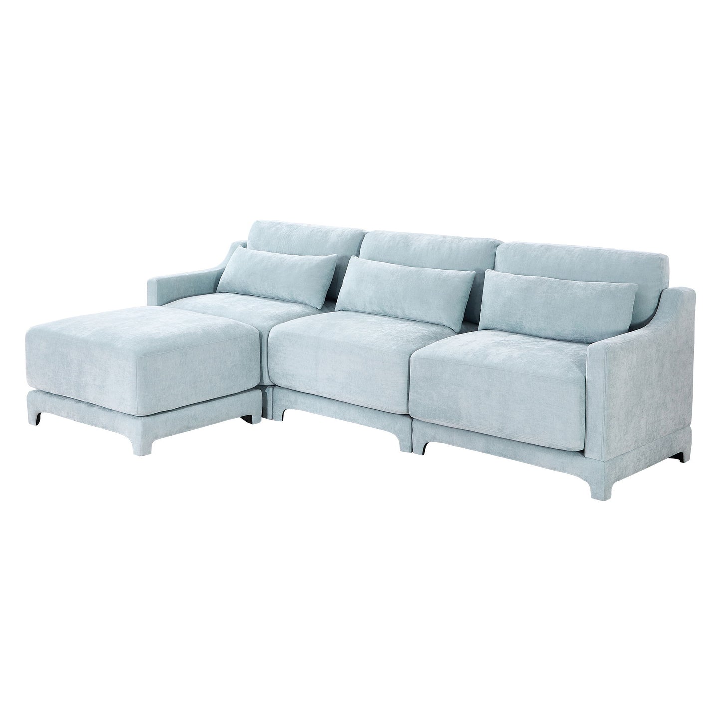 Stylish Sofa With Ottoman And Lumbar Pillows, Ergonomic Design Home Essentials