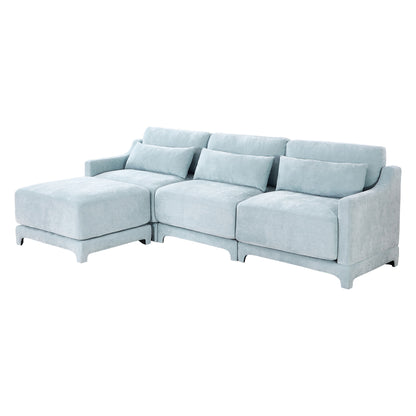 Stylish Sofa With Ottoman And Lumbar Pillows, Ergonomic Design Home Essentials