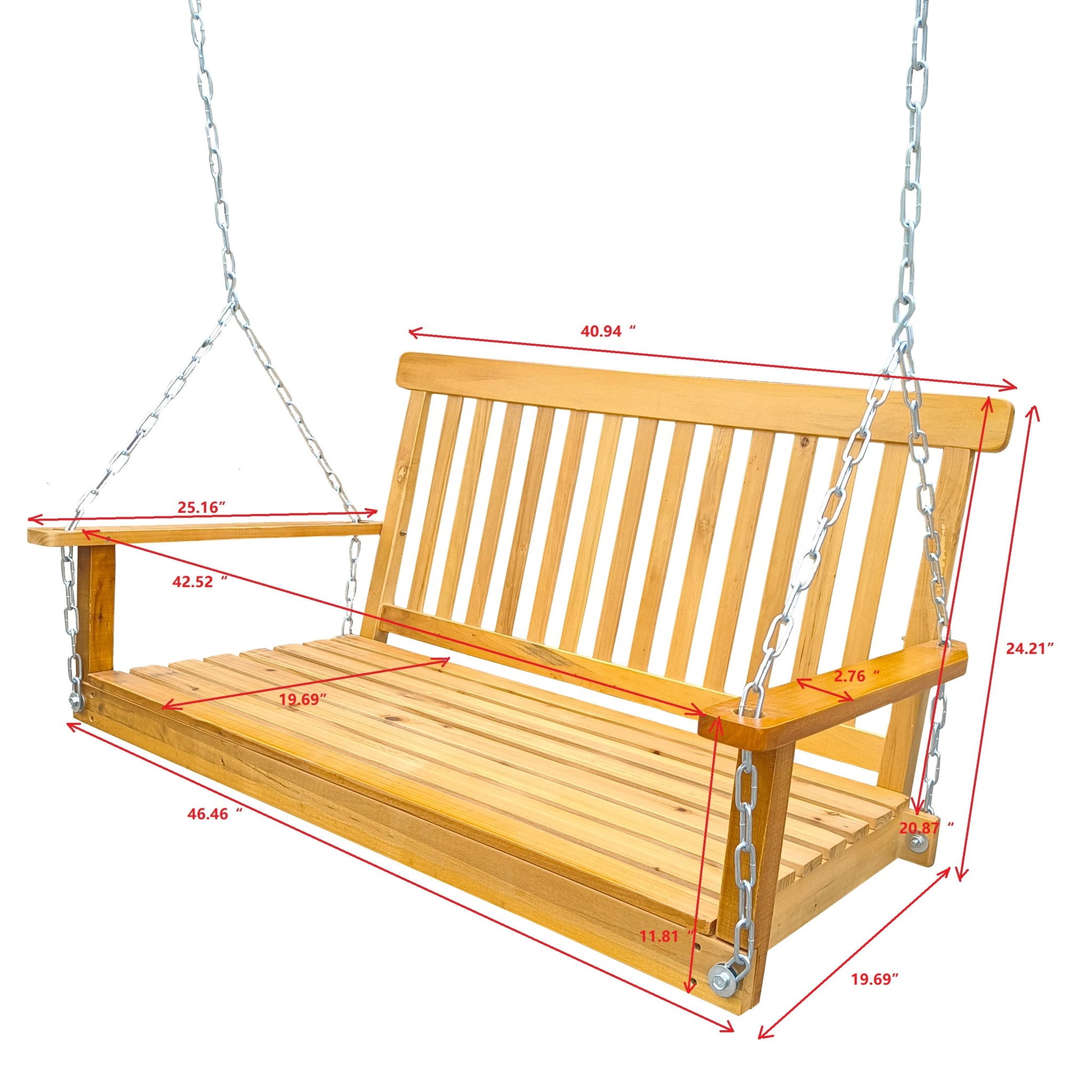 Front Porch Swing With Armrests For Outdoor Patio, Garden Yard, Backyard Or Sunroom Home Essentials