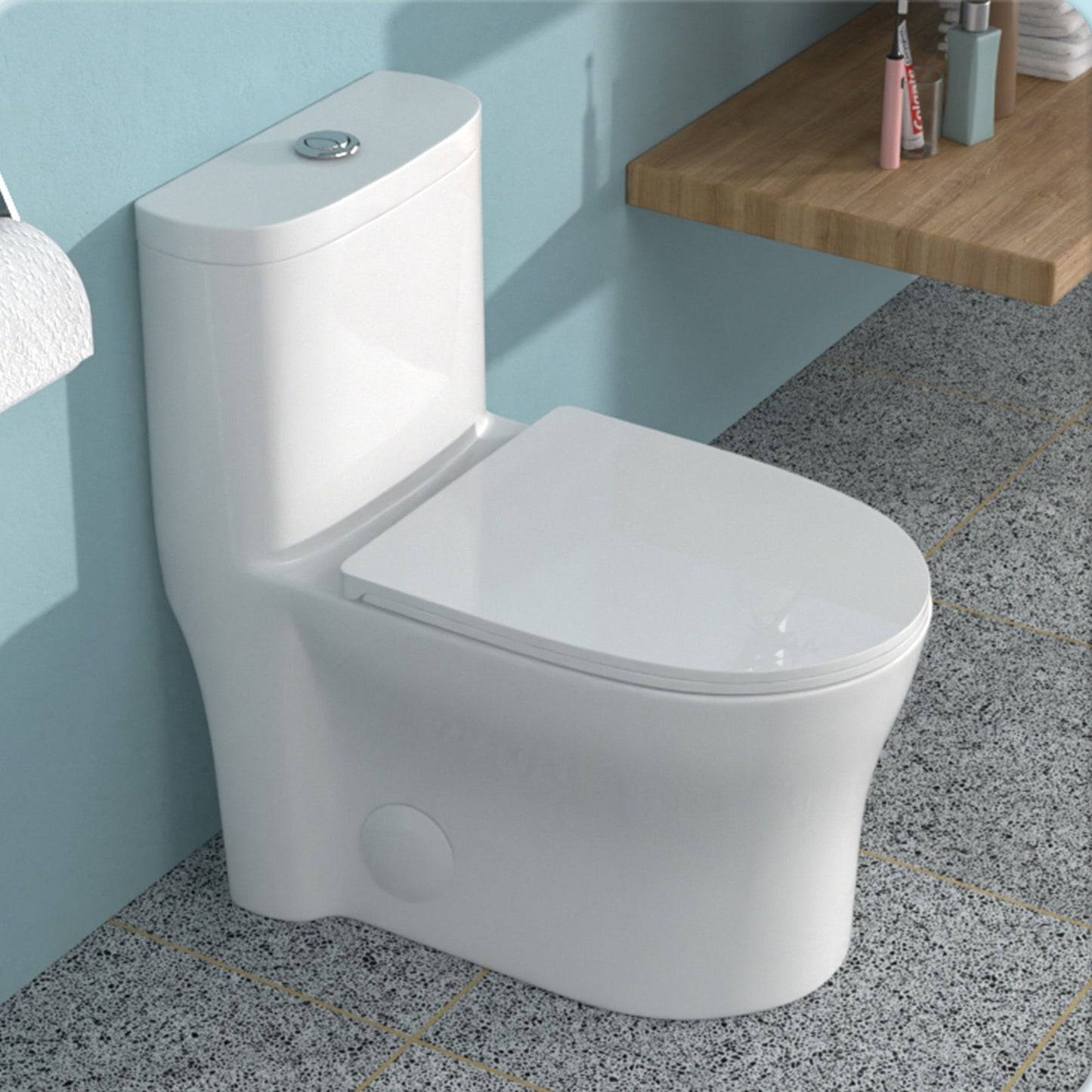 1 Piece Toilet For Bathroom, Dual Flush 1.22/1.6 Gpf, Soft Closing Seat - White Daily Nest
