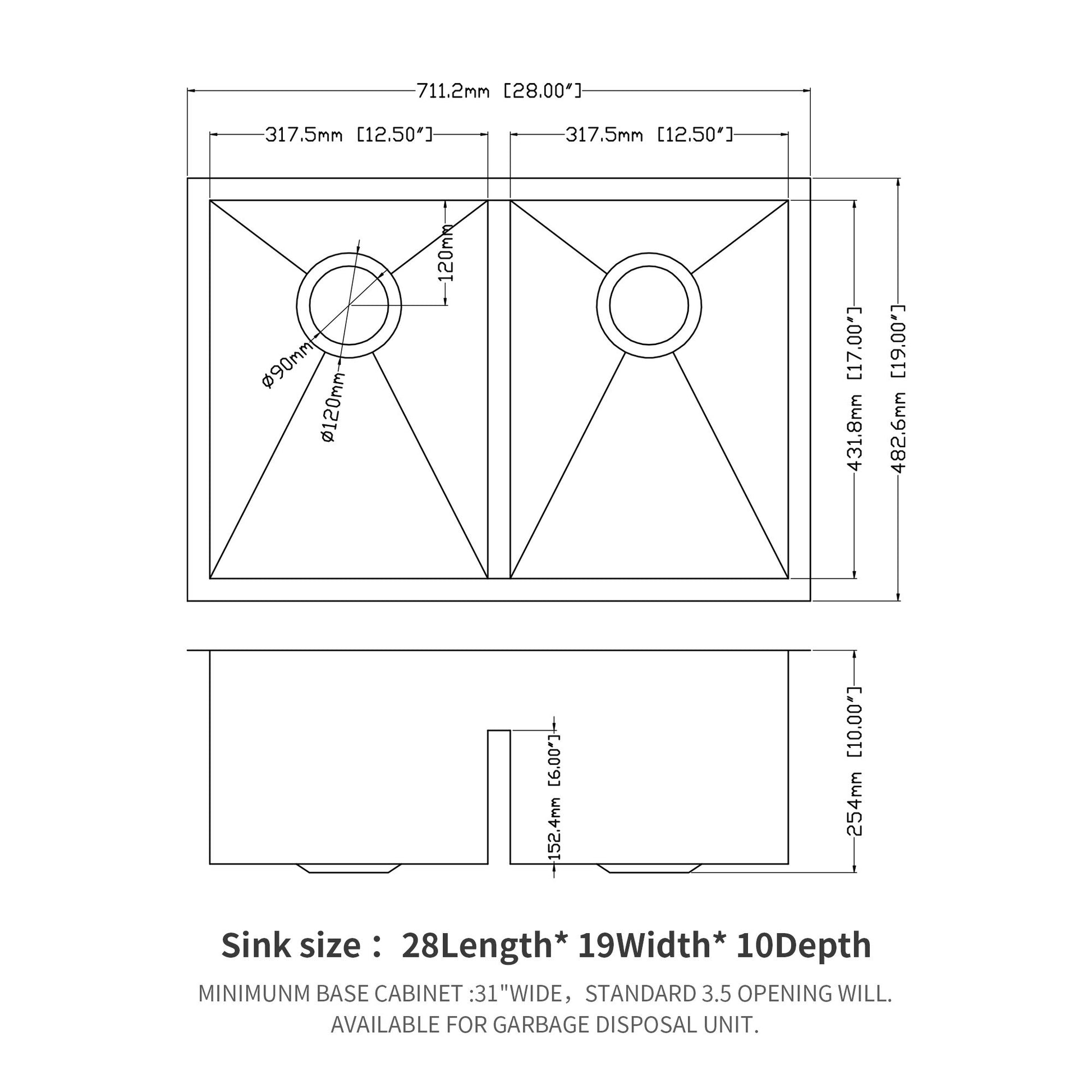 Modern Double Bowl Undermount Kitchen Sink 50 / 50 Design Stainless Steel Daily Nest