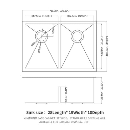 Modern Double Bowl Undermount Kitchen Sink 50 / 50 Design Stainless Steel Daily Nest