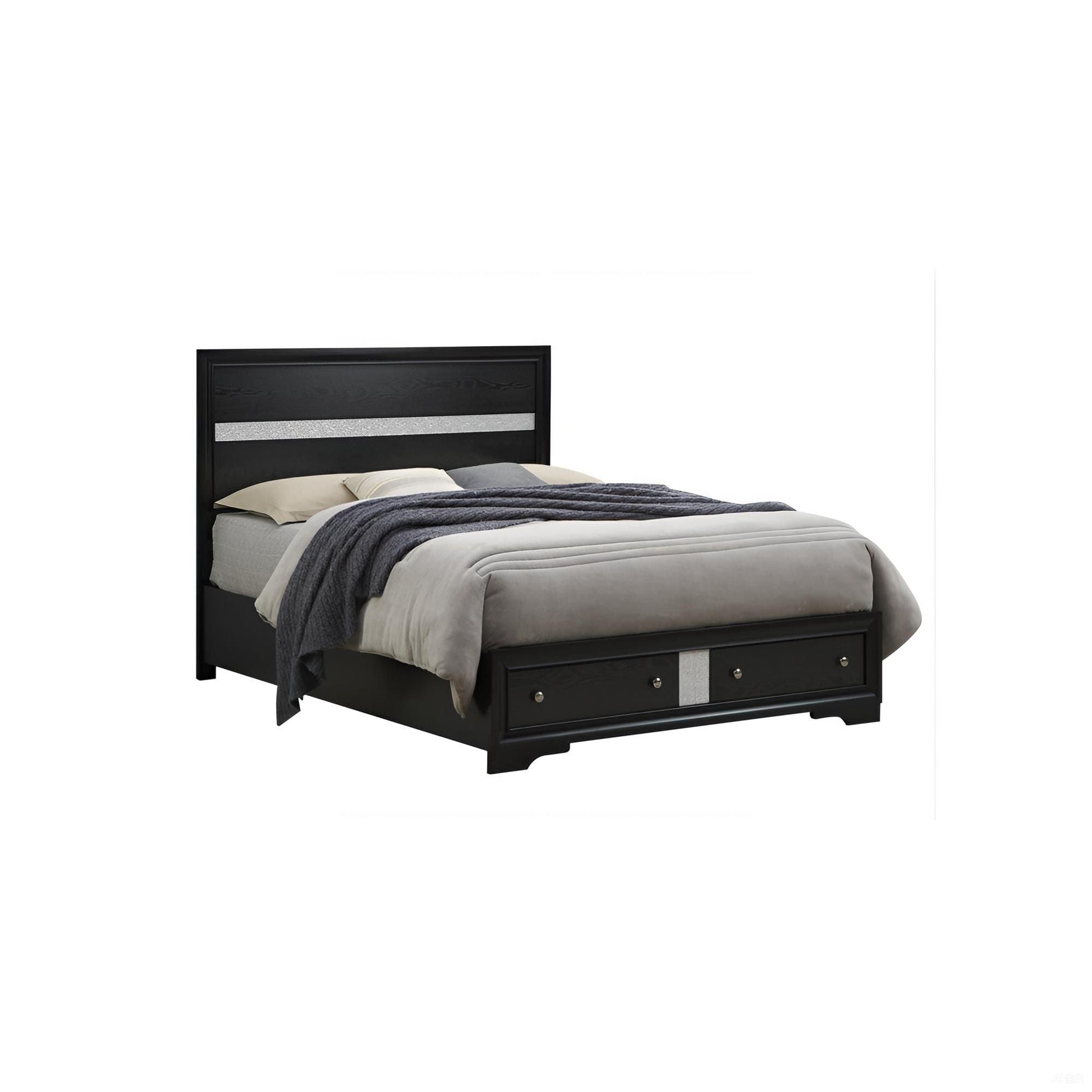 Madrid - Queen Bed With Storage Drawers And Nickel Handles - Black Glory Furniture