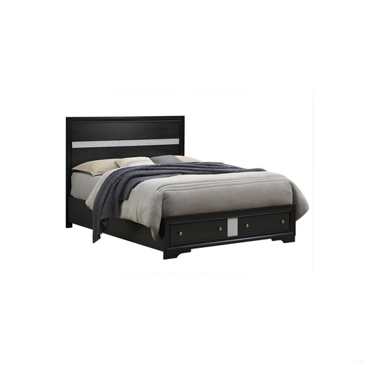 Madrid - Queen Bed With Storage Drawers And Nickel Handles - Black Glory Furniture