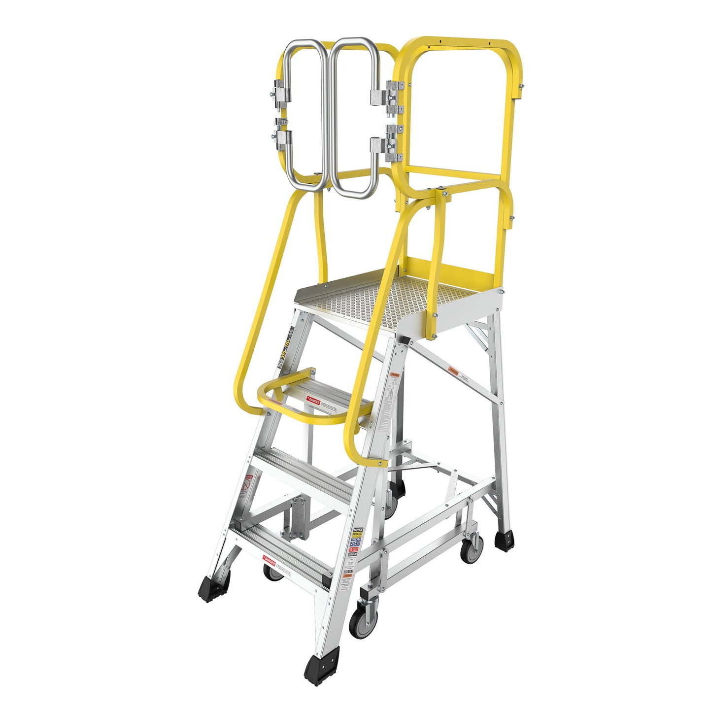 Heavy Duty Aluminum Rolling Platform Ladder With Steps, 375Lbs Capacity Daily Nest