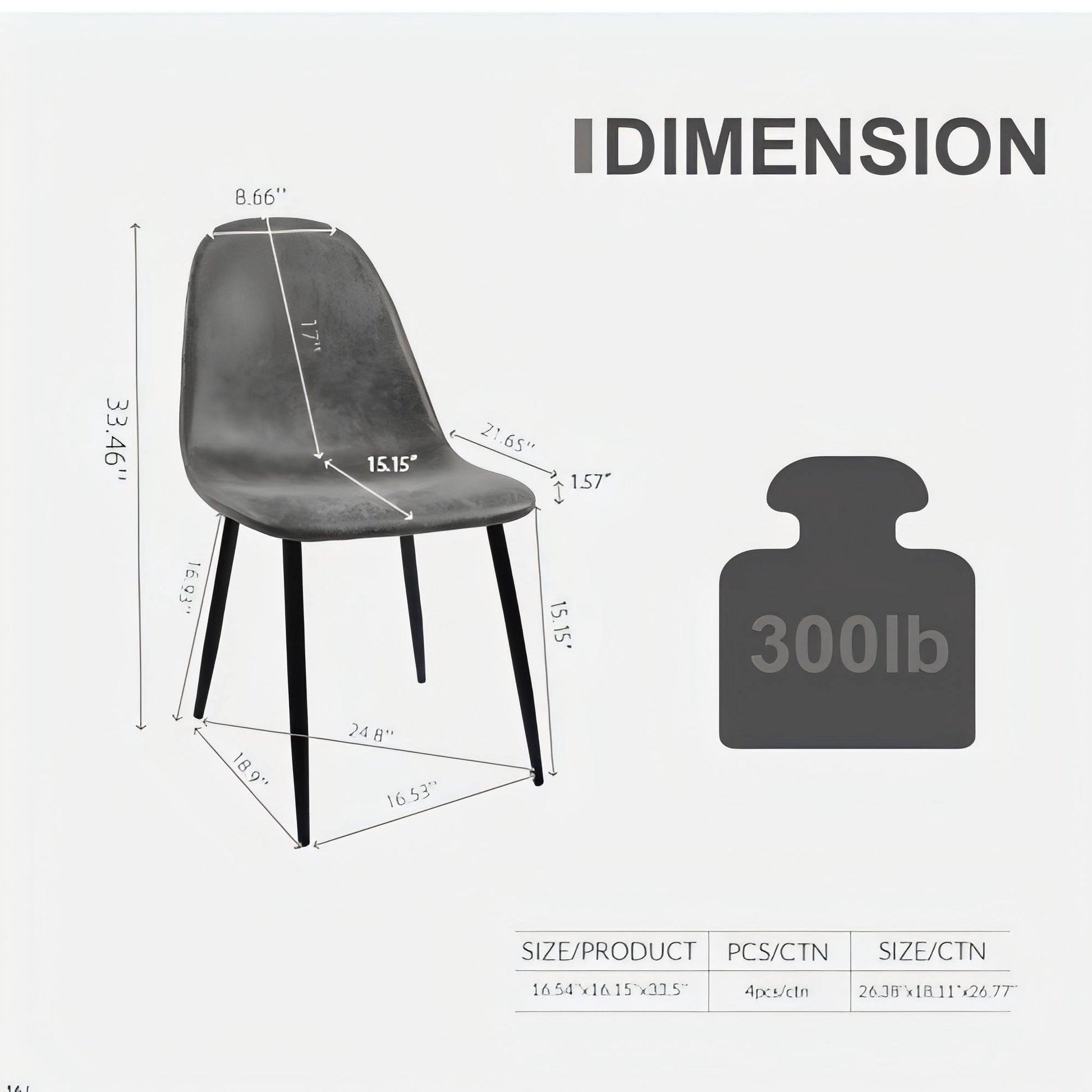 Modern Accent Dining Chairs Upholstered Seat, Metal Legs (Set of 4) Home Essentials