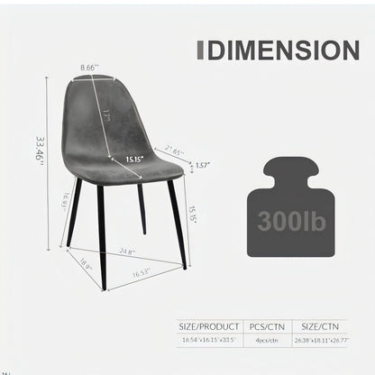 Modern Accent Dining Chairs Upholstered Seat, Metal Legs (Set of 4) Home Essentials