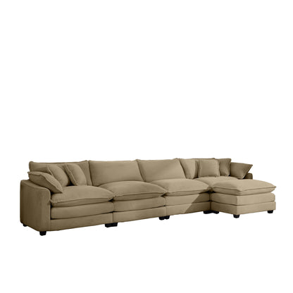 Modern Oversized Modular Cushion Sofa With Ottoman, Low Back, Deep Seating Sofa Set Home Essentials