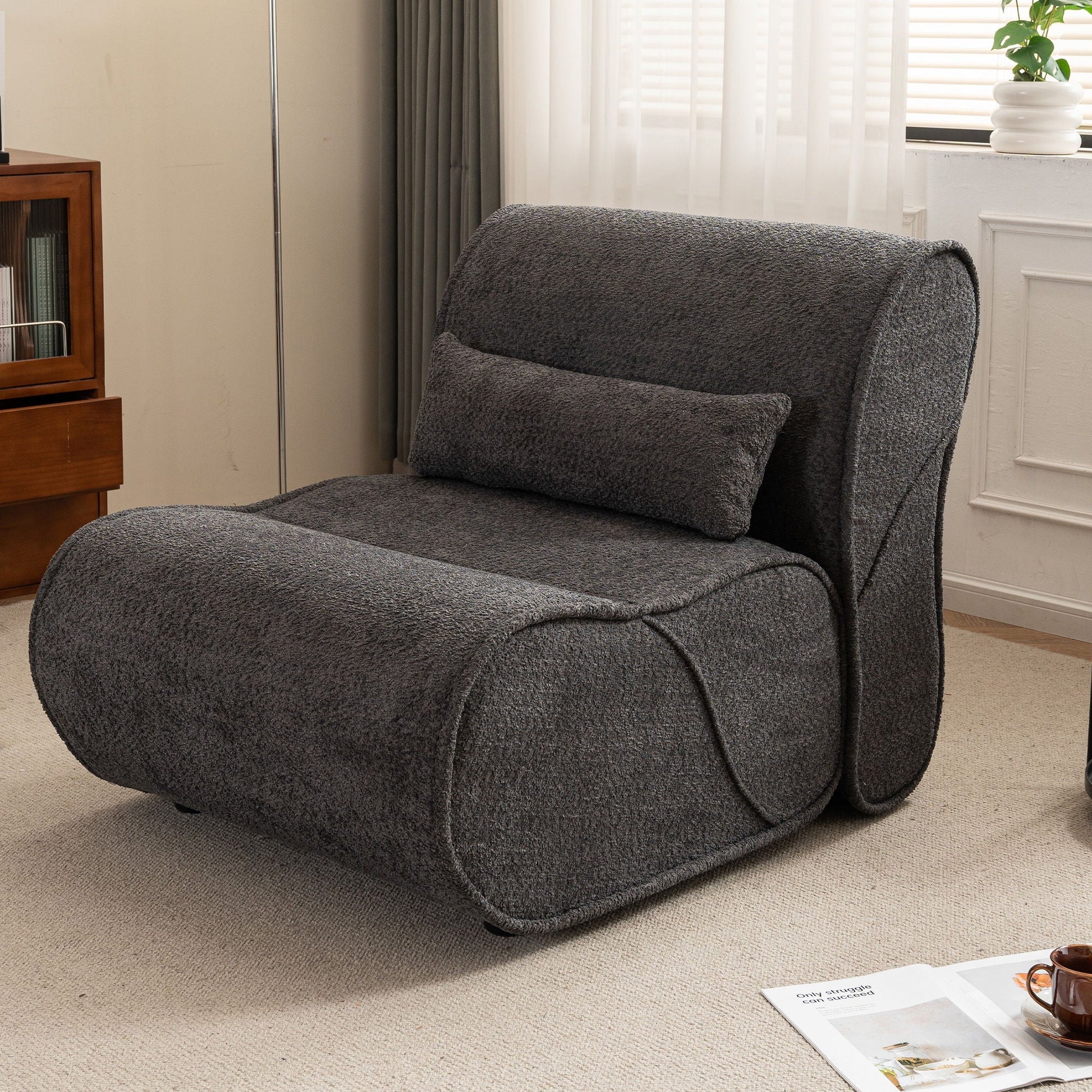 Soft Pellet Velvet Recliner, Comfortable Lounge Chair With Waist Pack Padding, Modern Design, Ideal For Living Room Home Essentials