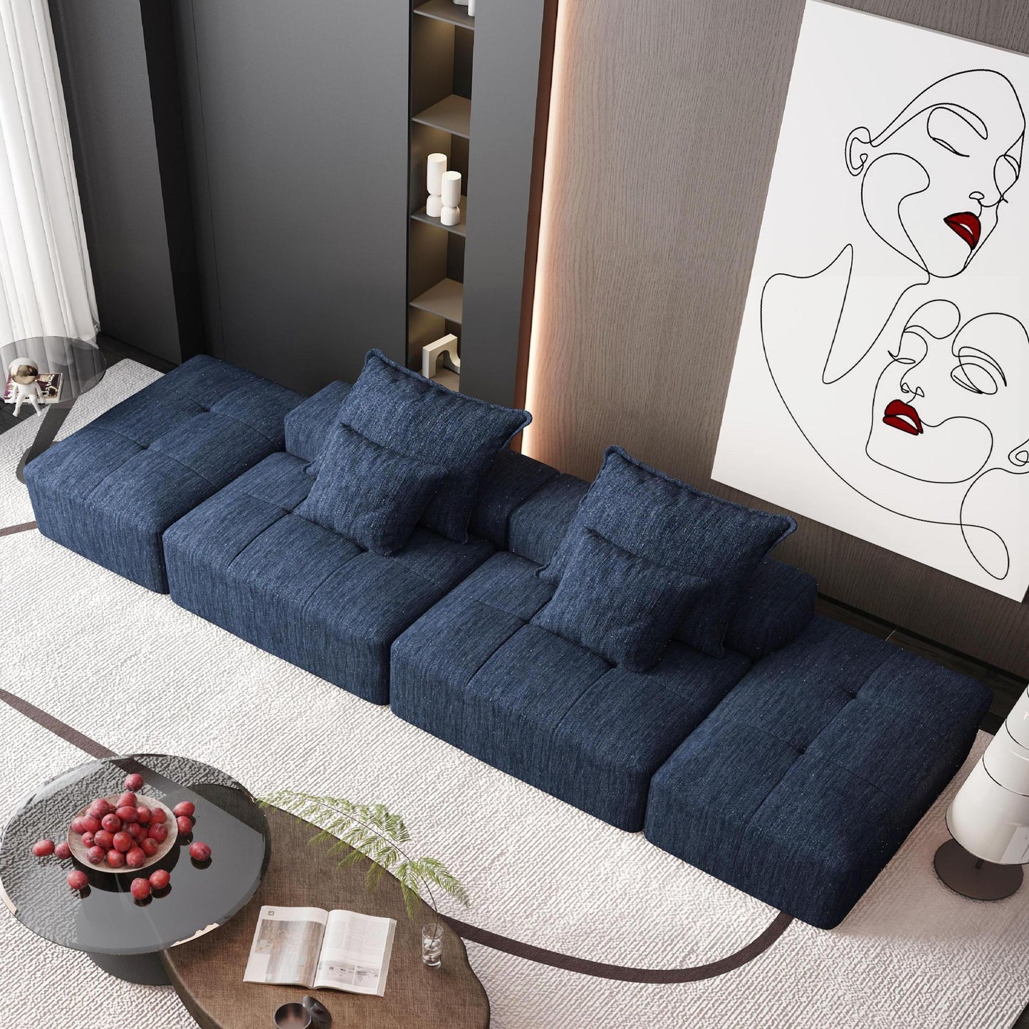 Modern Oversized Diy Combination Modular Sectional Sofa With Pillows Home Essentials