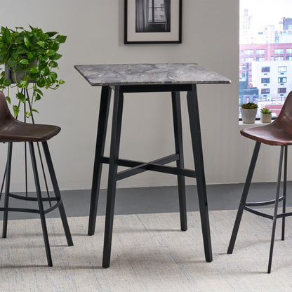 Modern Bar Height Dining Table, Rubberwood Legs And Laminate Table Top Noble House
