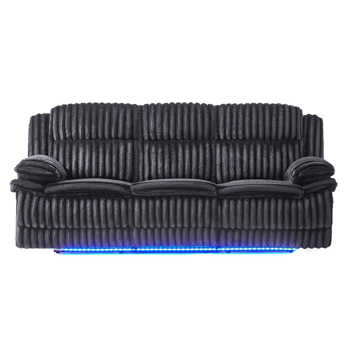 Winston - Power Reclining Sofa With LED Lighting, Hidden Drawer, And Drop Down Table - Black Global Furniture USA