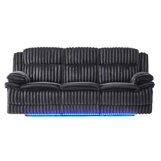 Winston - Power Reclining Sofa With LED Lighting, Hidden Drawer, And Drop Down Table - Black Global Furniture USA