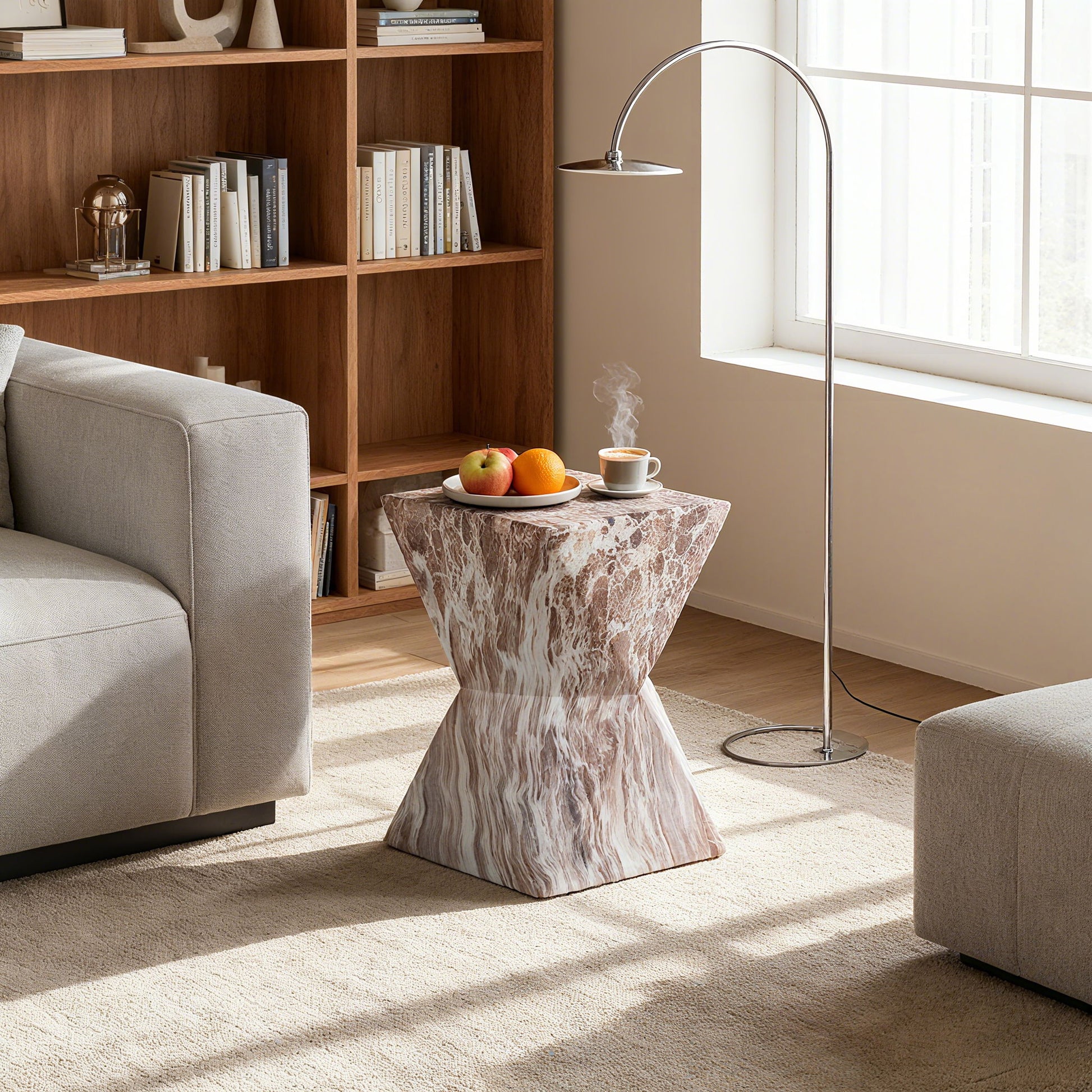 Round Outdoor Geometric End Table - Marble Home Essentials