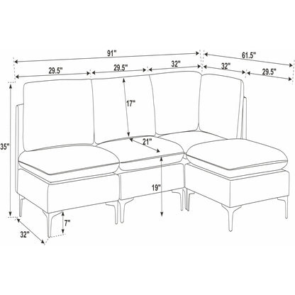 Upholstered Modular Sectional With Tall Legs, Medium Firm Seat Home Essentials