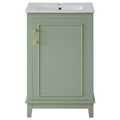 Modern Small Bathroom Vanity Cabinet With Ceramic Basin, Ample Storage, 1 Soft Close Door Hearth and Haven