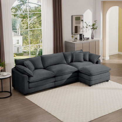 Modern Oversized Modular Cushion Sofa With Ottoman, Low Back, Deep Seating Sofa Set Home Essentials