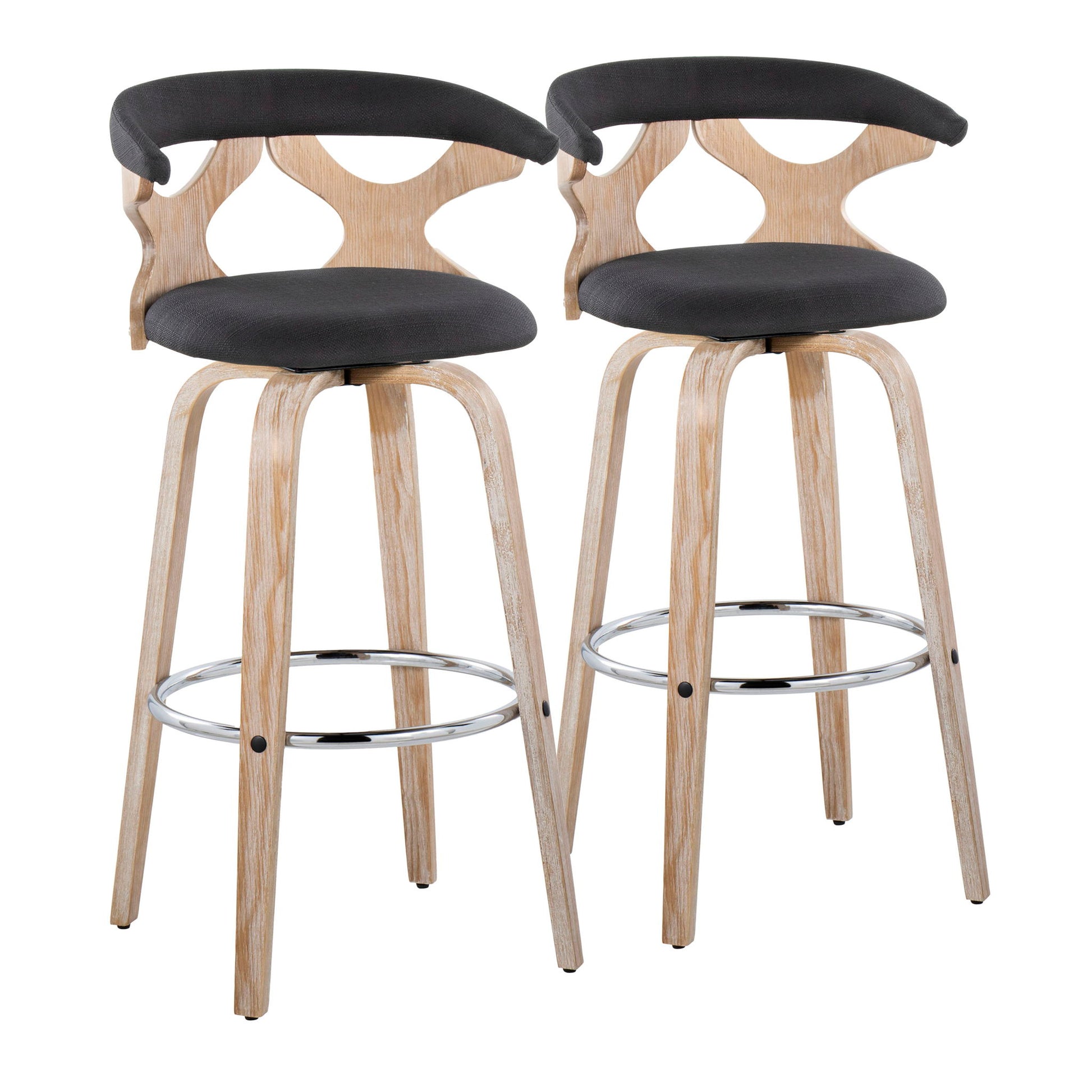 Gardenia - Contemporary Fixed Height Barstool With Swivel With Round Footrest (Set of 2) Lumi Source