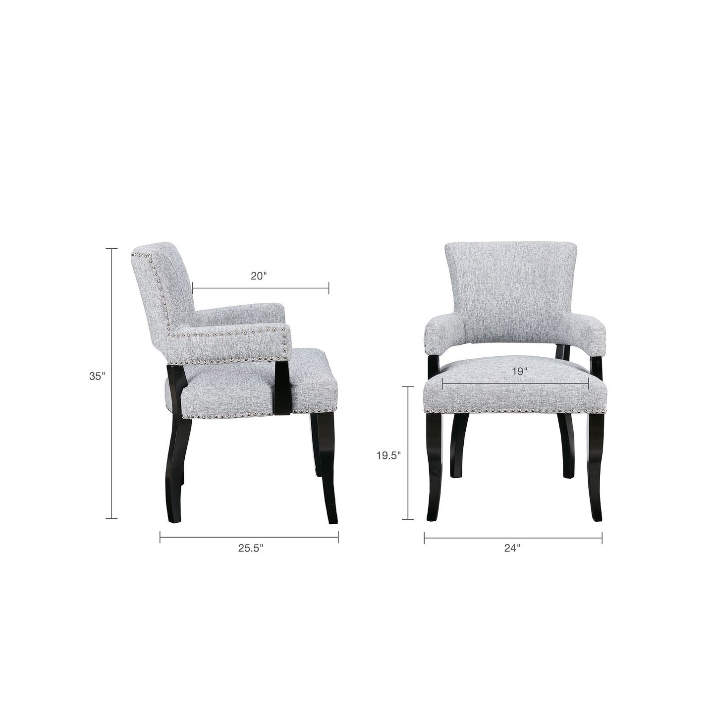Elegant Arm Dining Chair With Brass Nail Head Detailing JLA