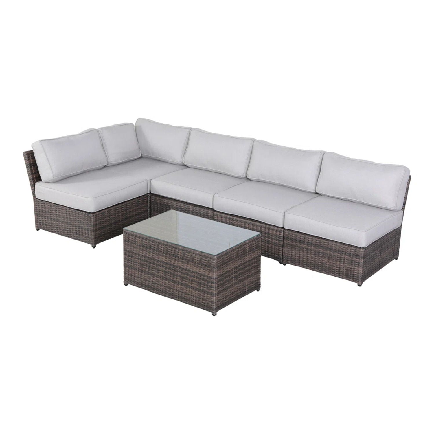 Comfortable Modern Patio Rattan Sectional Set With Cushions LSI Patio Furniture