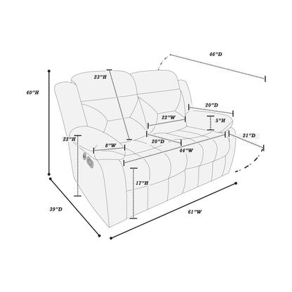 Modern Loveseat With Pillow Arms, Plush Backrest, Horizontal Tufting, USB Port Home Essentials