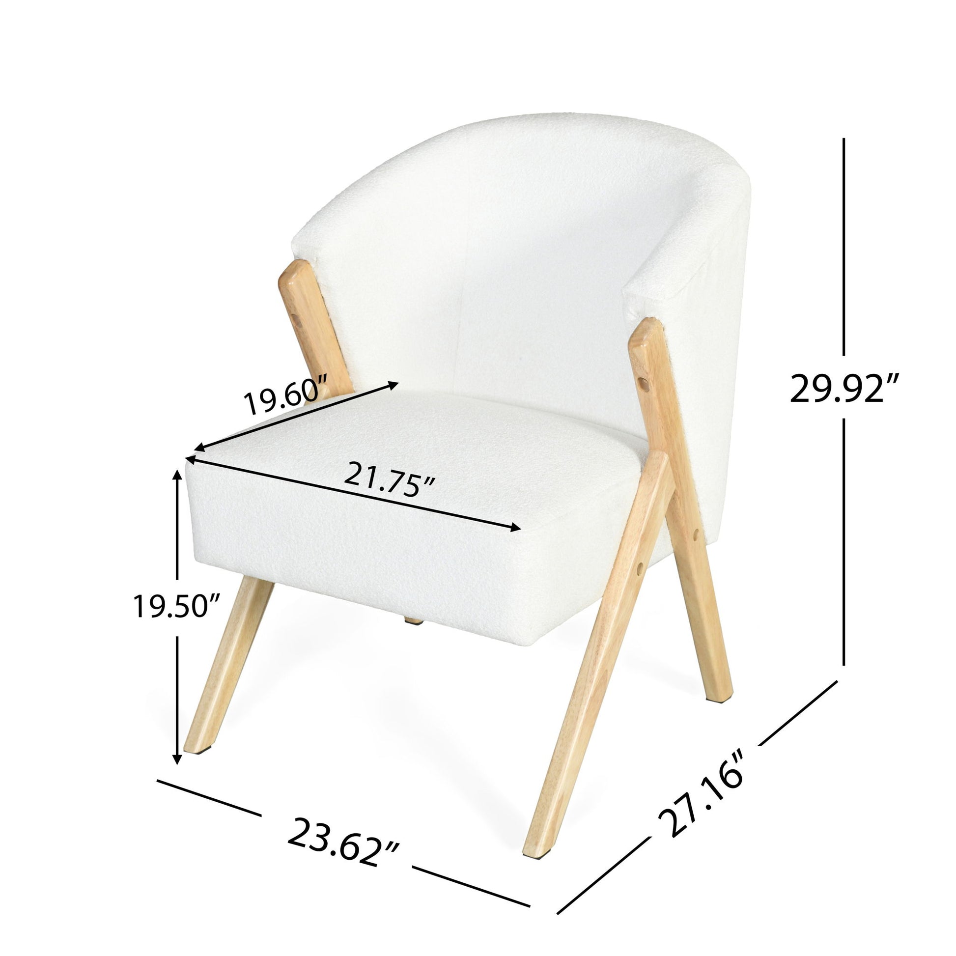 Modern Accent Chair With Polyester Upholstery And Minimalist Lounge Chair For Living Room, Bedroom, Or Office - White Noble House