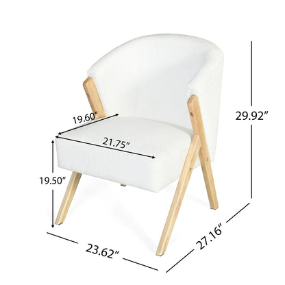 Modern Accent Chair With Polyester Upholstery And Minimalist Lounge Chair For Living Room, Bedroom, Or Office - White Noble House