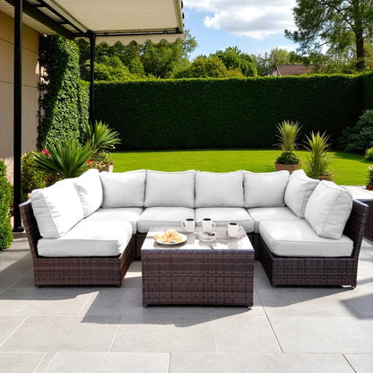 Comfortable Modern Patio Rattan Sectional Set With Cushions LSI Patio Furniture