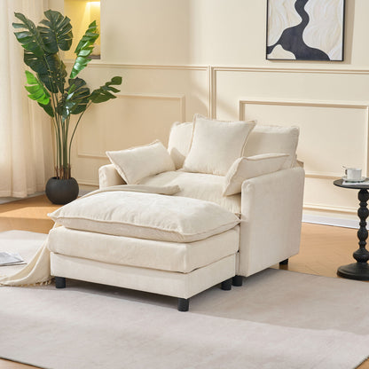 Accent Chair With Ottoman - Beige Home Essentials