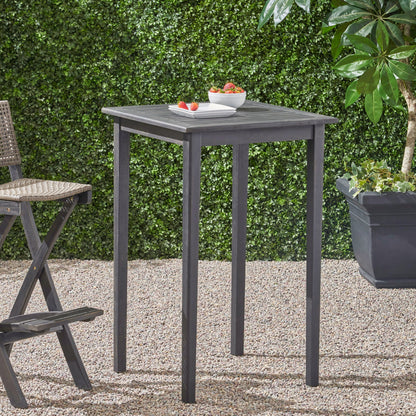 Outdoor Minimalist Acacia Wood Square Bar Table Noble House