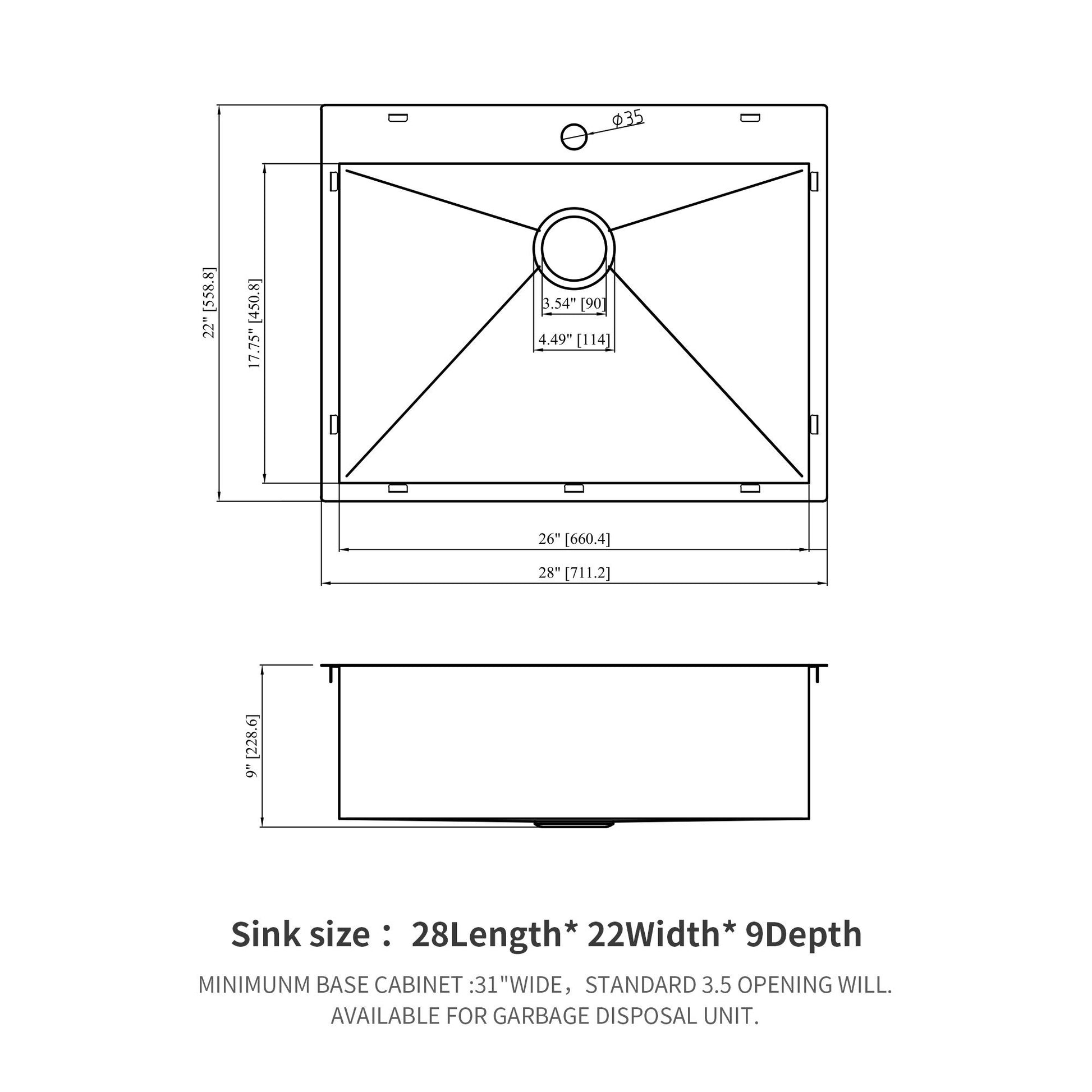 Drop In Kitchen Sink, 16 Gauge Stainless Steel, Topmount Daily Nest