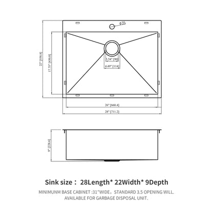 Drop In Kitchen Sink, 16 Gauge Stainless Steel, Topmount Daily Nest