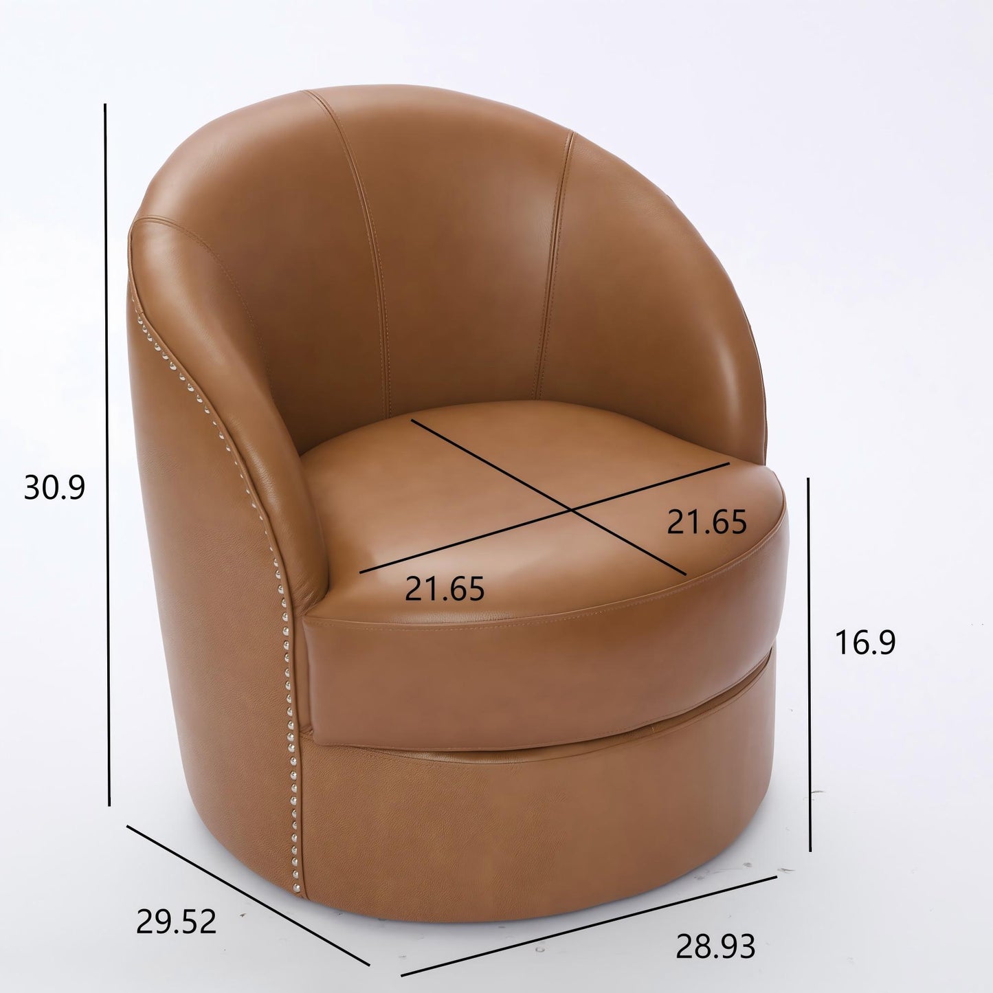 Swivel Accent Chair With 360° Smooth Spin - Black / Light Brown / Silver Home Essentials
