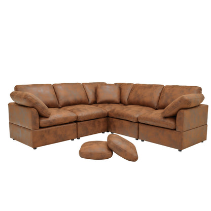 Modular Cloud Sectionals Sofa, Freely Configurable Corner - Light Brown Home Essentials