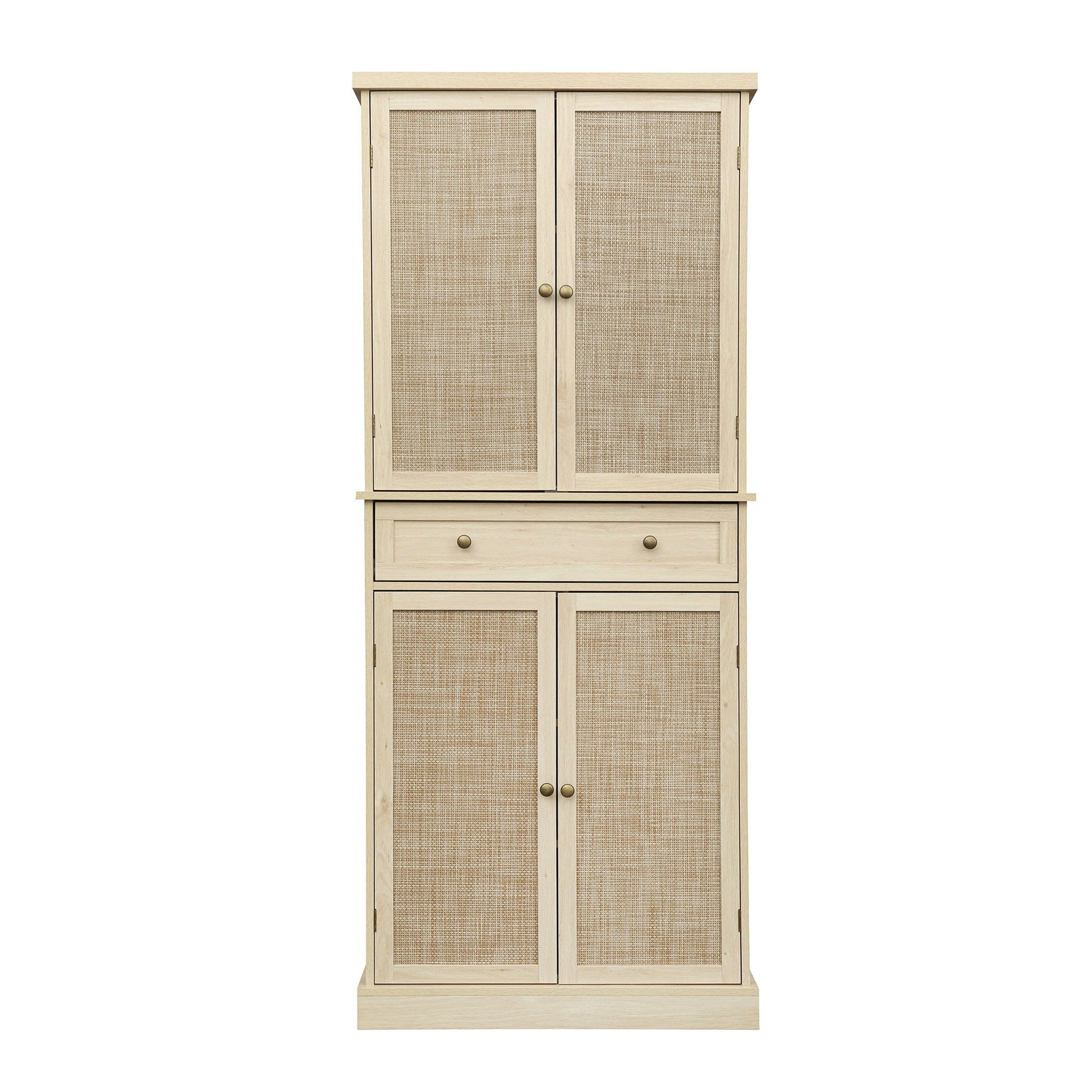4 Door Storage Cabinet With 1 Drawer And 4 Adjustable Inner Shelves - Natural Home Essentials