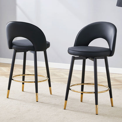 Modern Upholstered 360° Rotatable Bar Chair With Metal Legs For Dining Room (Set of 2) Home Essentials