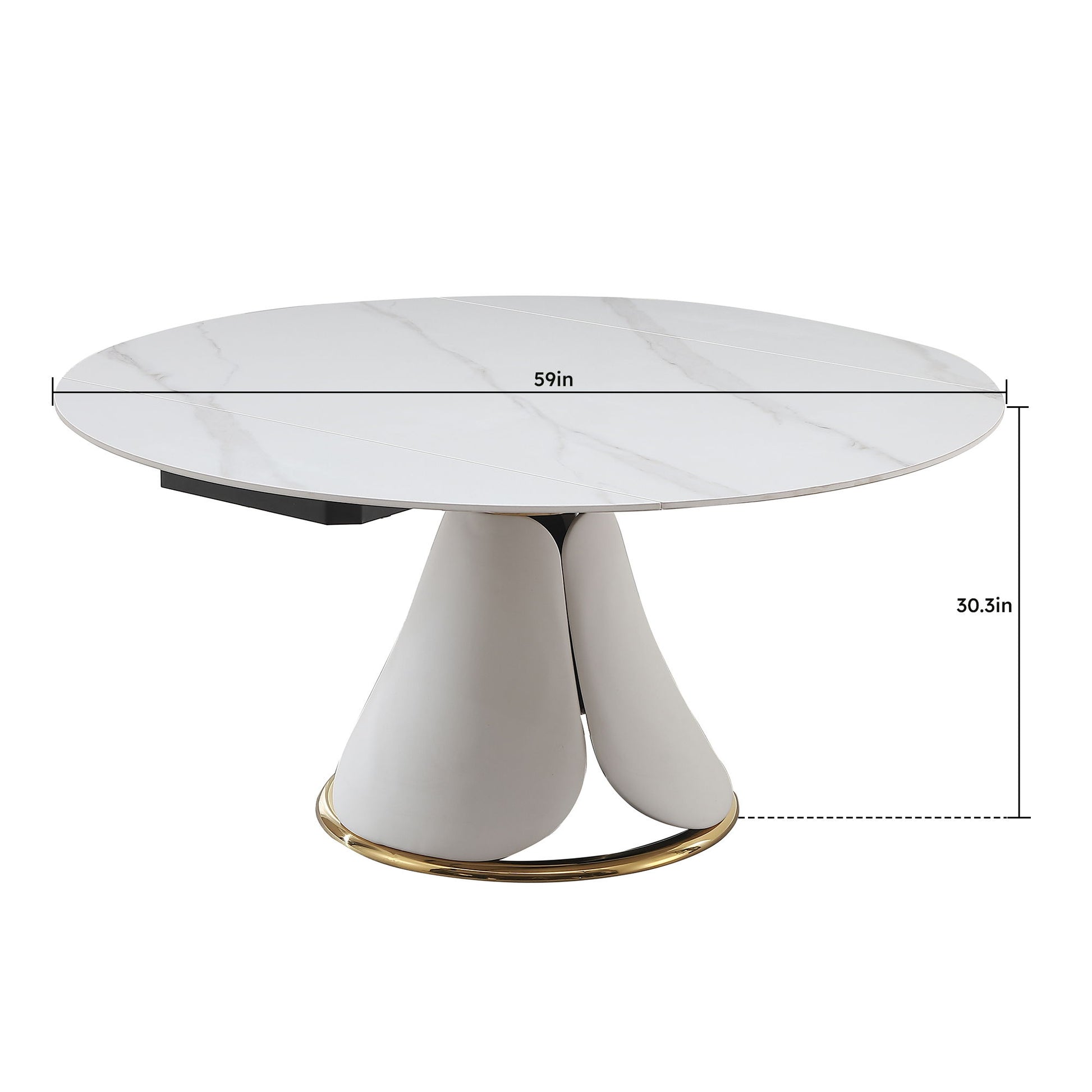 Fashion Modern Sintered Stone Dining Table With Multi Functional Retractable Design - White Home Essentials