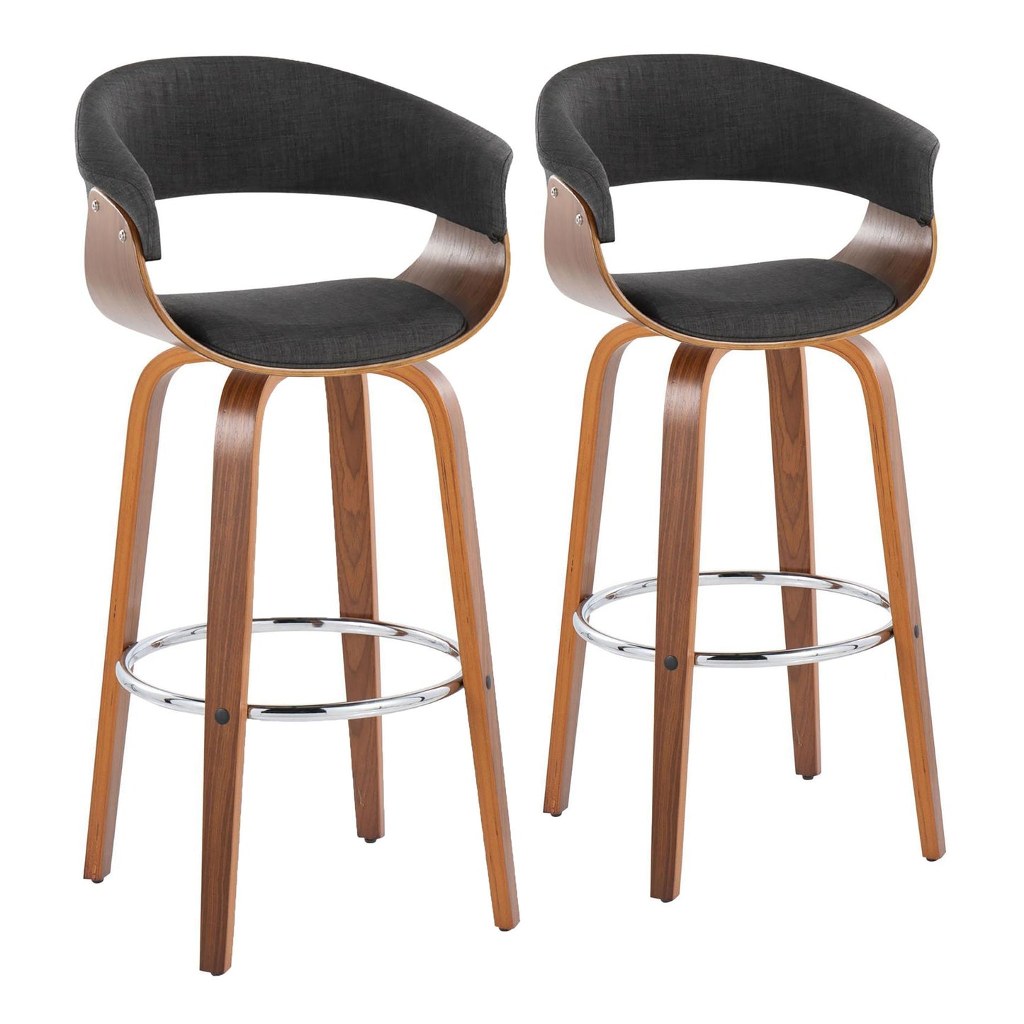 Vintage Mod - Mid Century Modern Fixed Height Barstool With Swivel With Round Footrest (Set of 2) Lumi Source
