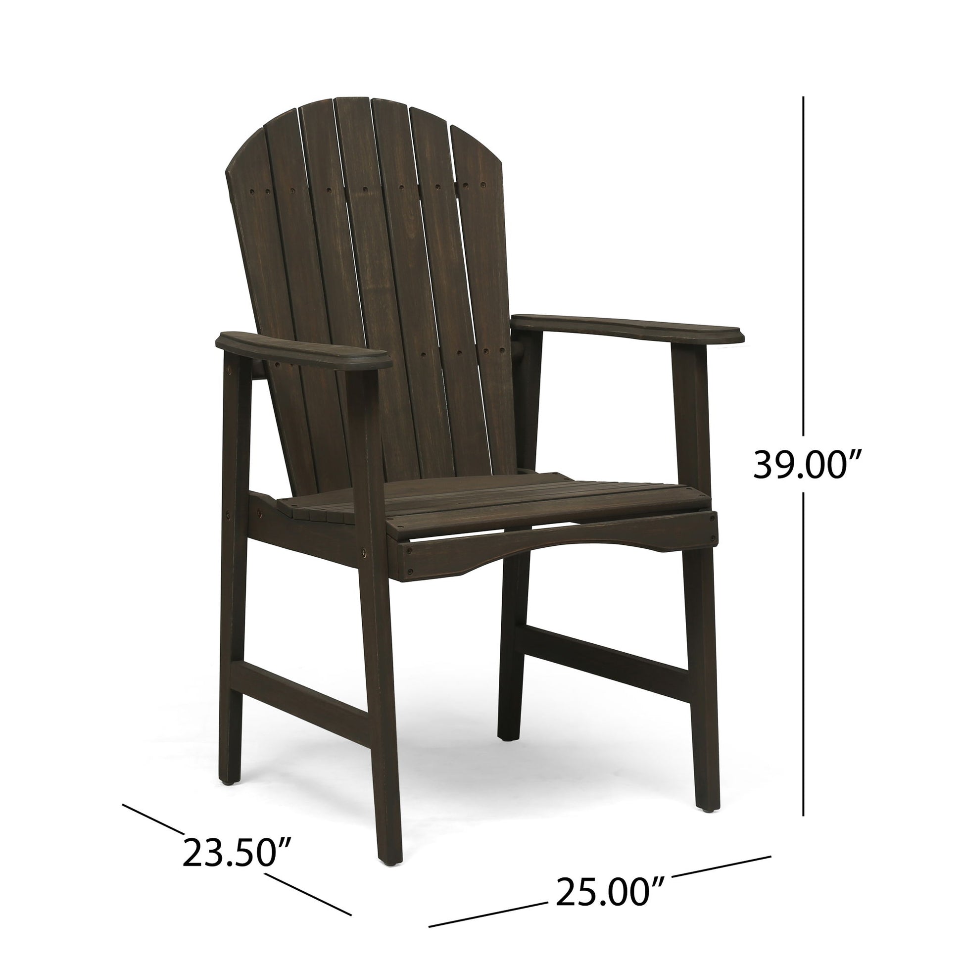 Outdoor Weather Resistant Acacia Wood Adirondack Dining Chairs (Set of 2) Noble House