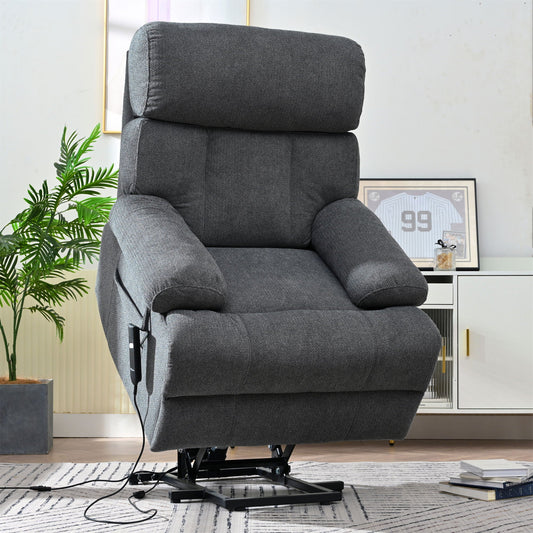 Oversized Power Lift Recliner Chai With Remote Control, Side Pocket, Spacious Seat Home Essentials