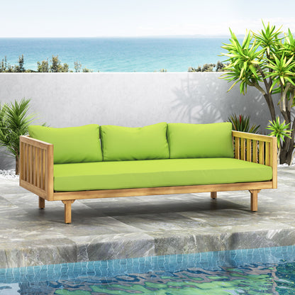 Claremont - 3 Seater Daybed Teak Acacia Wood Water Resistant Cushions Noble House