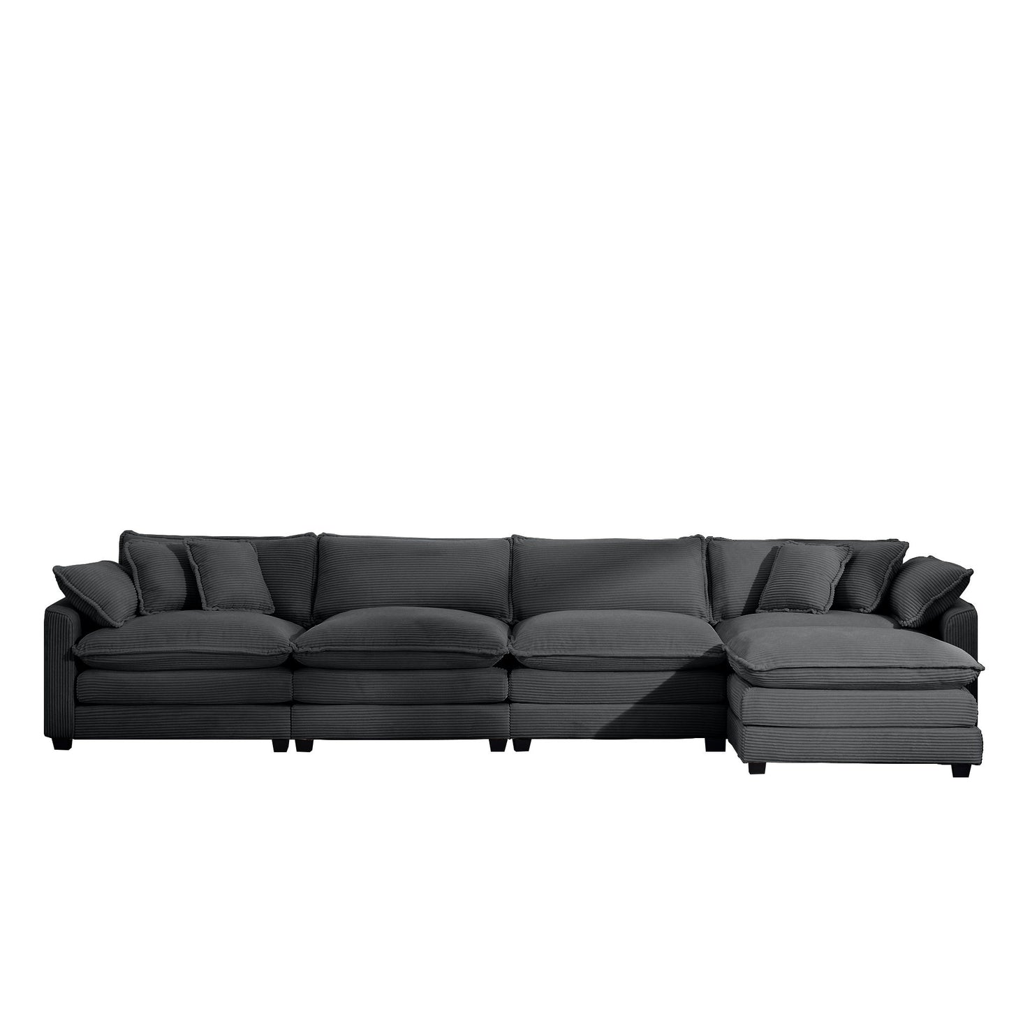 Modern Oversized Modular Cushion Sofa With Ottoman, Low Back, Deep Seating Sofa Set Home Essentials