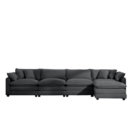 Modern Oversized Modular Cushion Sofa With Ottoman, Low Back, Deep Seating Sofa Set Home Essentials