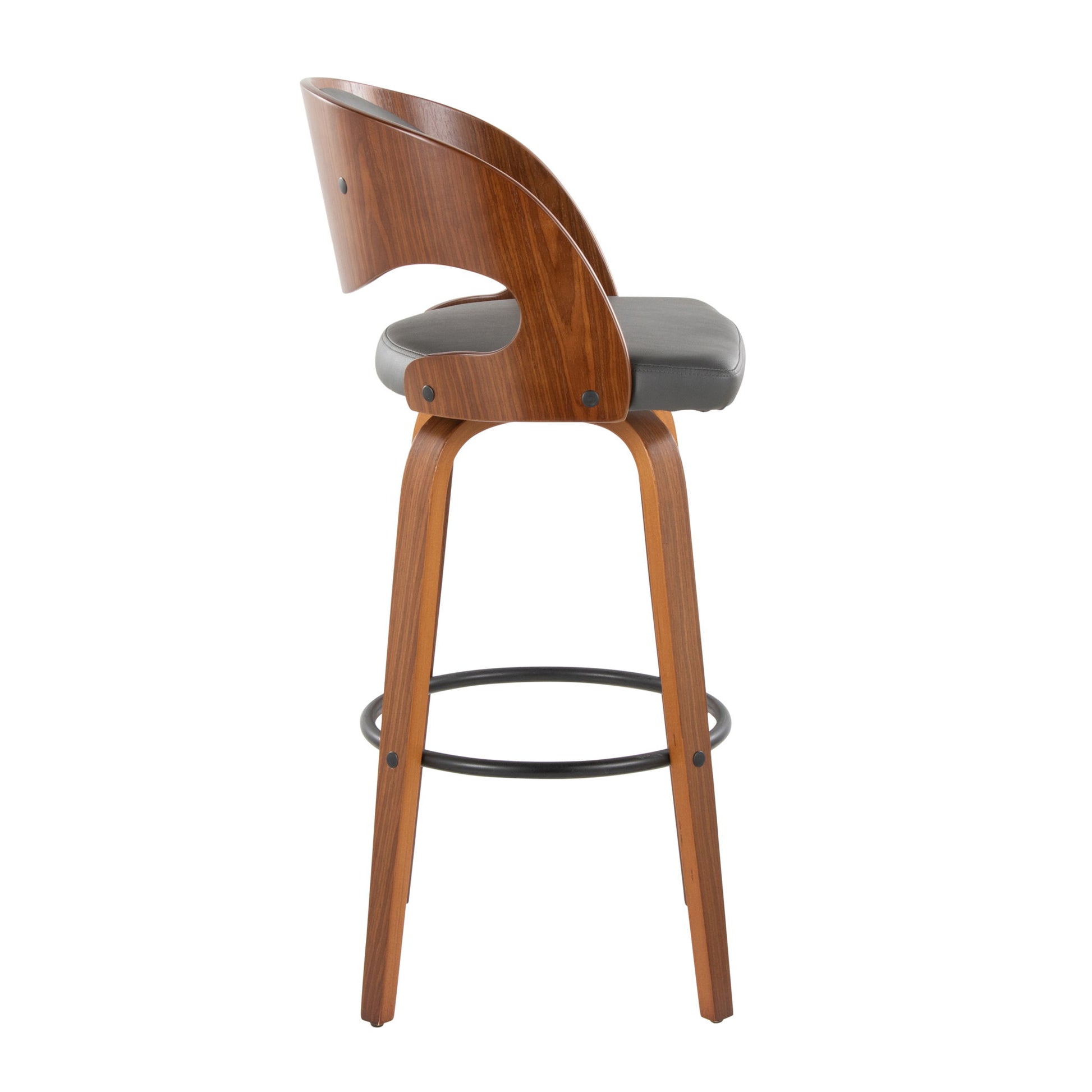 Pino - Mid Century Modern Fixed Height Barstool With Swivel & Round Footrest (Set of 2) Lumi Source