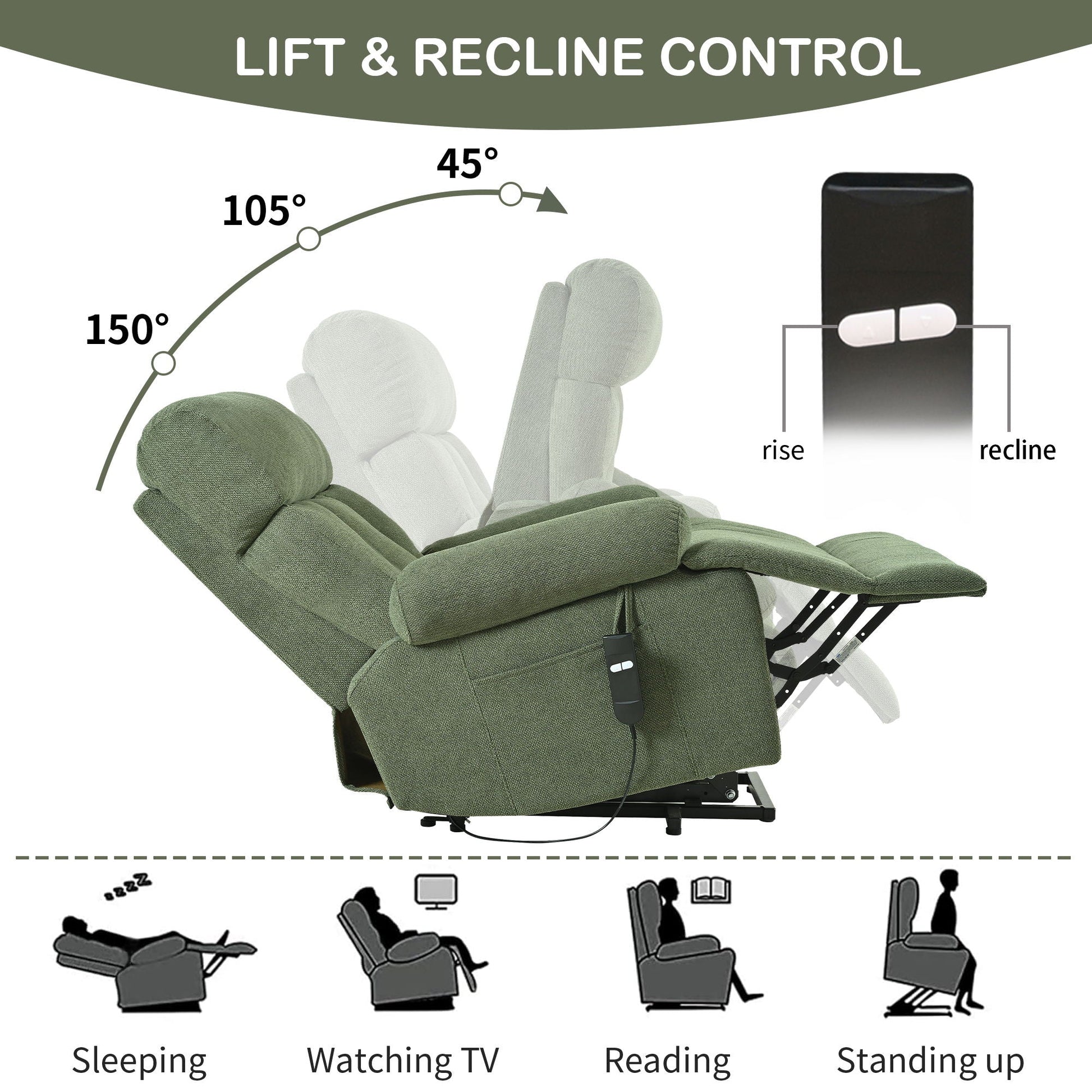 Oversized Power Lift Recliner Chai With Remote Control, Side Pocket, Spacious Seat Home Essentials