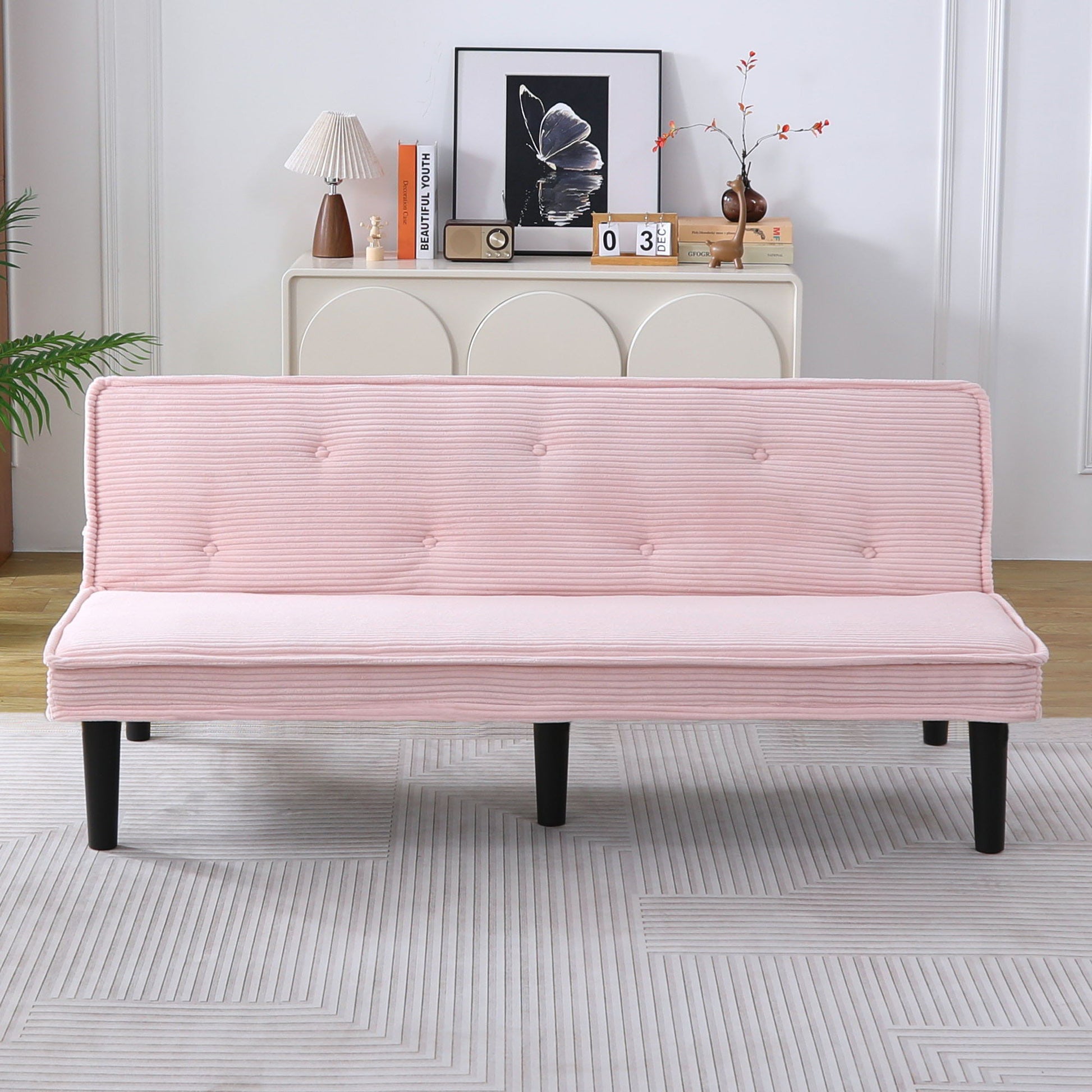 Versatile Corduroy Sofa Bed With Solid Wood Frame Home Essentials