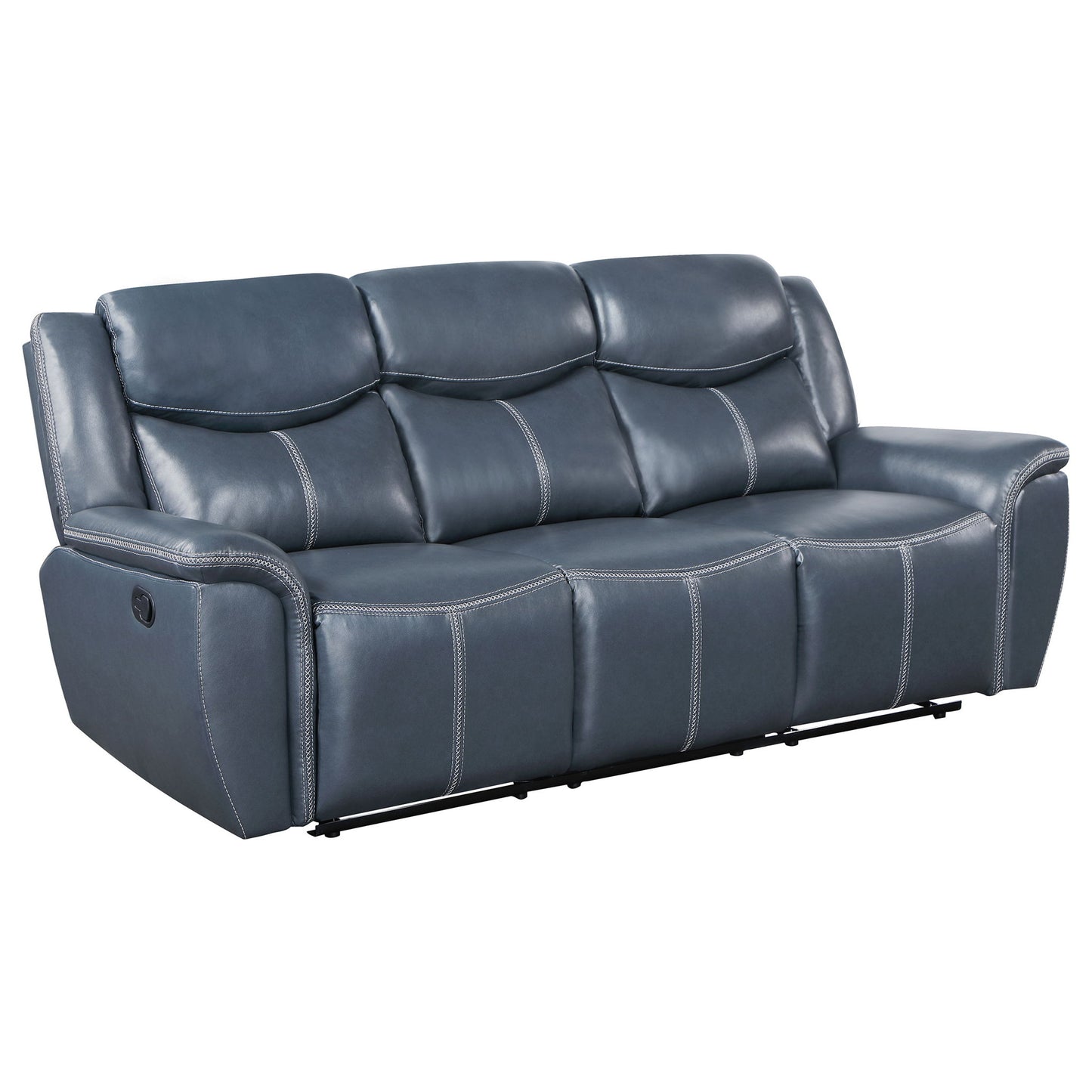 Stanwicke - 2 Piece Motion Reclining Sofa Set With Contrast Stitching - Blue Furniture Max
