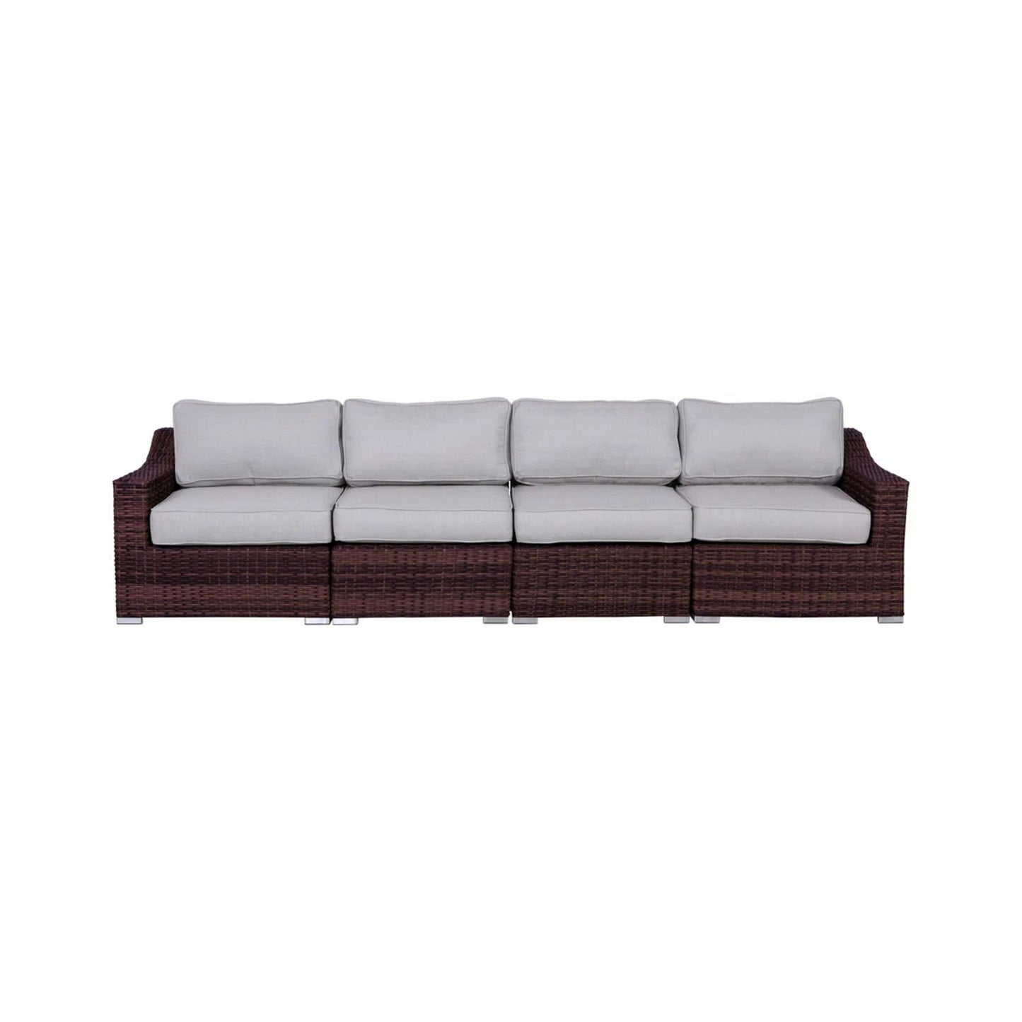 Contemporary Outdoor Rattan Wicker Sectional Seating Group With Cushions LSI Patio Furniture