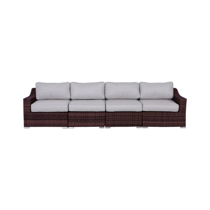 Contemporary Outdoor Rattan Wicker Sectional Seating Group With Cushions LSI Patio Furniture