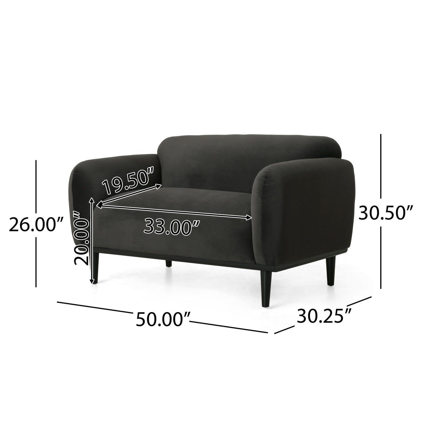 Sway - Upholstered Loveseat With Wood Legs And Round Arms Noble House